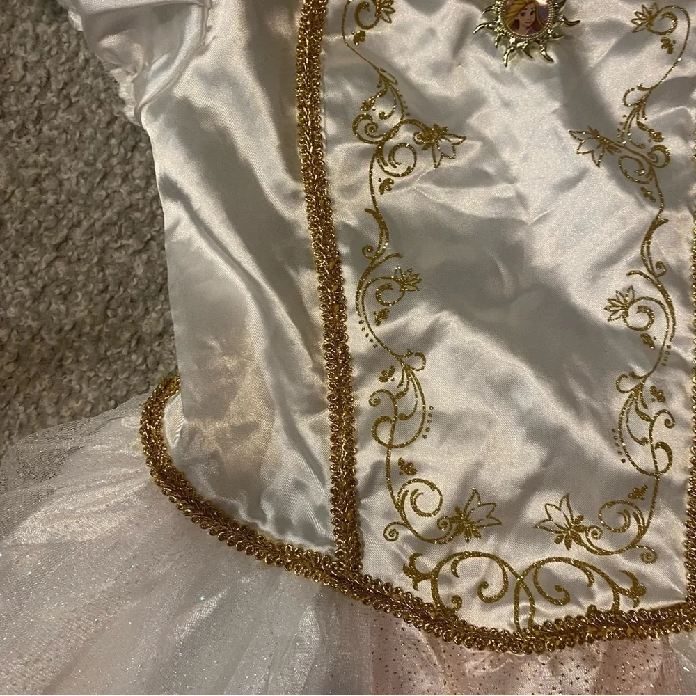 Disney Rapunzel Wedding Dress NEW Medium 8-10 White Gold Tulle Play Bride